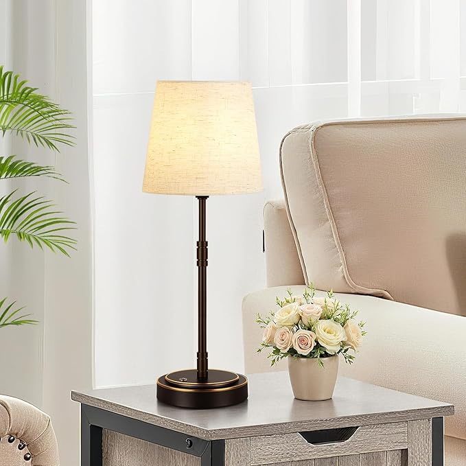 Cordless Table Lamps Set of 2 – Battery Operated Lamp with 7500mAh Rechargeable Battery, Stepless Dimmable Oil-Rubbed Bronze Lamp, Wireless Lamps for Dining Room, Nightstand & Patio (Bulbs Included)