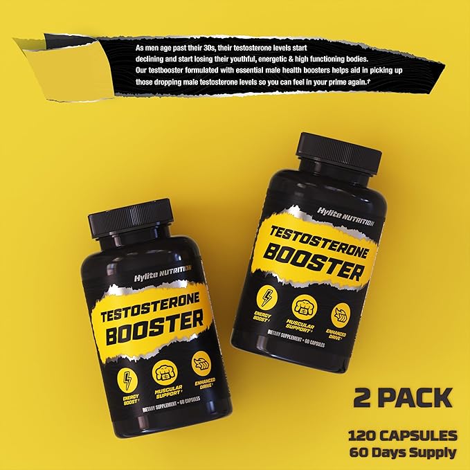 Testosterone Booster for Men - Male Enhancing Supplement for Muscle Growth, Stamina, Strength, Energy & Endurance - Helps Improve Fast Acting Blood Flow - Workout & General Wellness Pills - 2 PACK
