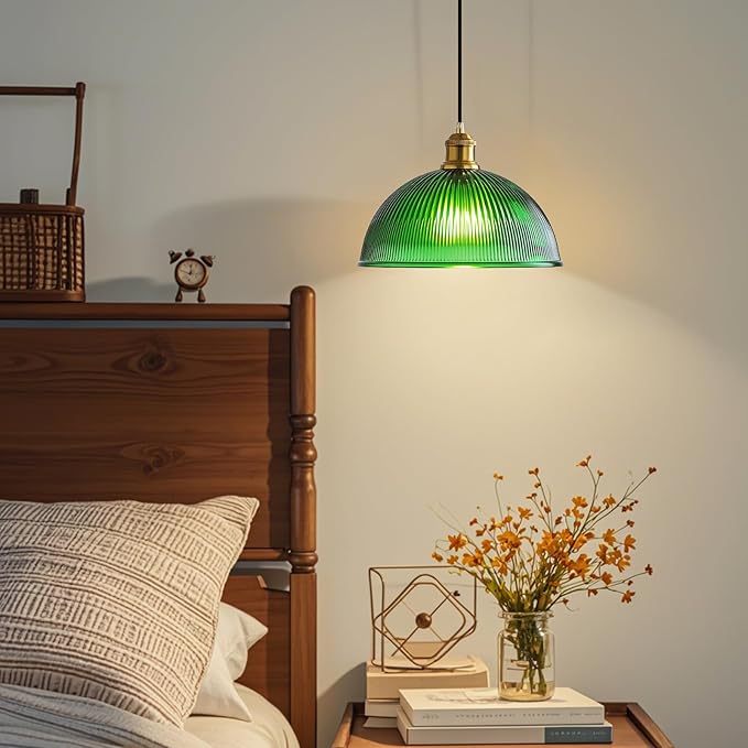 XZHGCEE Vintage Pendant Light Fixtures: Glass Pendant Lights Kitchen Island, Modern Green Pendant Light Fixture for Bedroom Dining Room