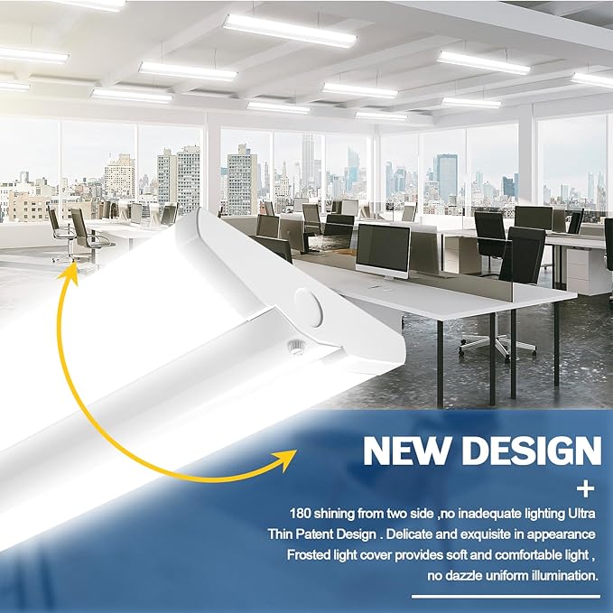 ANTLUX Ultra Slim 4FT LED Wraparound Light, 50W 4 Foot Shop Lights for Garage, No Glare, 5600LM, 4000K, Compact Flush Mount Ceiling Fixtures for Kitchen Workshop, Fluorescent Tube Replacement, 6 Pack