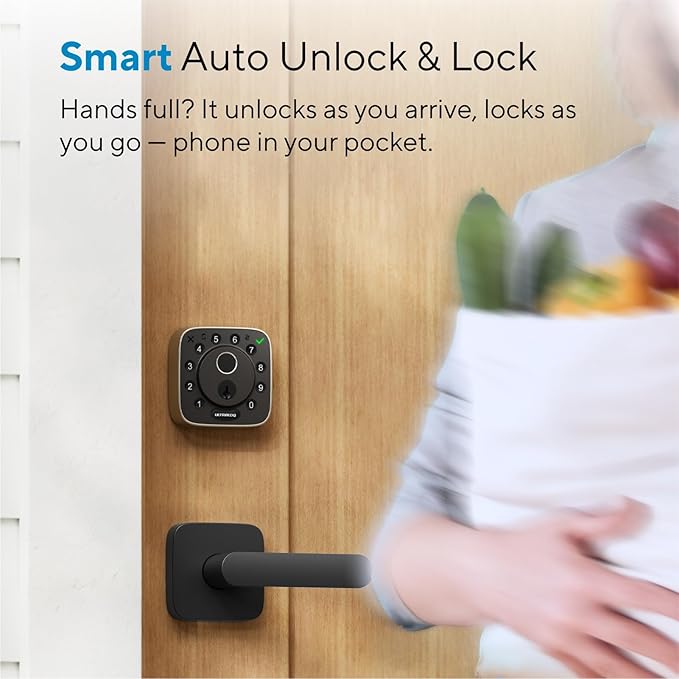 ULTRALOQ Bolt Fingerprint WiFi Smart Locks for Front Door with Door Sensor, Works with Apple Home, Alexa, Google, Keypad Door Lock with Handle, App Remote Access, Geofence Auto Unlock, Auto-Lock