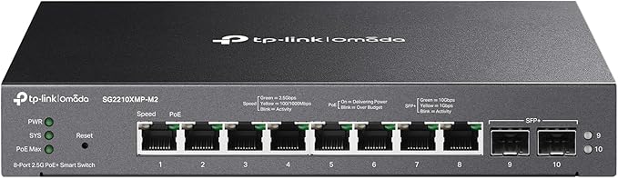 TP-Link SG2210XMP-M2 Omada 8-Port 2.5GBASE-T and 2 10GE SFP+ Smart Switch with PoE+