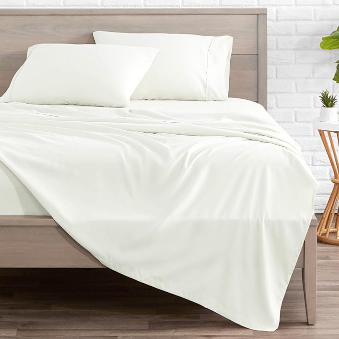Bare Home Queen Sheet Set - 1800 Ultra-Soft Microfiber Queen Bed Sheets - Double Brushed - Deep Pockets - Easy Fit - 4 Piece Set - Bedding Sheets & Pillowcases (Queen, Cream)