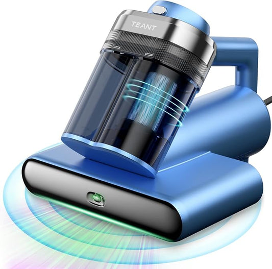 Teant Powerful Mattress Bed Vacuum Cleaner, 2-Speed (14kPa/18kPa) Mattress Vacuum with Green Light Dust Detection, 253.7nm UV-C Light, LED Display, HEPA Filter, 149℉ Heat, Aroma for Bed Couch