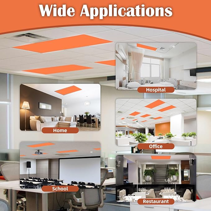 ANGSYLTH 8 Pcs Fluorescent Light Covers - 4 x 2 Feet Covers for Ceiling Lights, 8 x 10 Magnetic Light Filters for Classroom, Office, Hospitals (Amber)