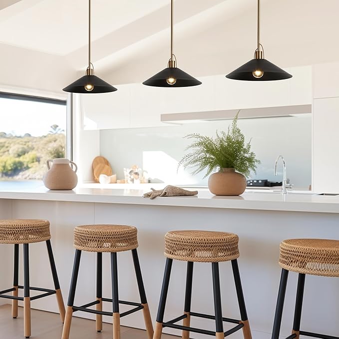 KSANA Pendant Lights Kitchen Island, 13.8-Inch Gold and Black Pendant Light Fixtures, Modern Large Kitchen Pendant Lighting Over Island