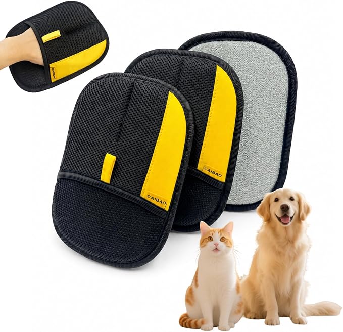 Electrostatic Pet Hair Removal Gloves: Quick Wiping - Reusable & Washable for Sofa Clothing Pet Beds Effortless Cats & Dogs Hair Remover for Busy Pet Owners (2pcs-Black)