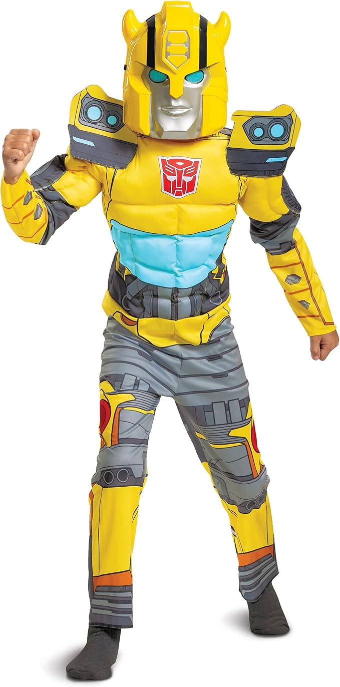 Disguise Kid's Transformers Bumblebee Muscle Costume - Child Bumblebee Cosplay Outfit - Boys & Girls Transformers Costumes M