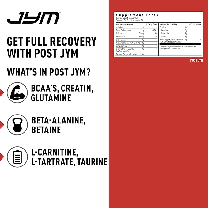 JYM Supplement Science Post-Workout Recovery Drink with ZMA Capsules, 30 Servings