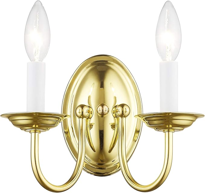 Livex Lighting 4152-02 Home Basics 2 Light Polished Brass Wall Sconce