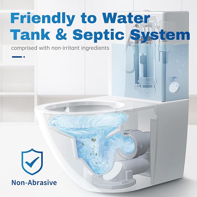 Vacplus Comprimés nettoyants pour cuvette de toilettes, lot de 30, nettoyants automatiques pour cuvette de toilettes avec eau de Javel pour désodoriser et détartrer, nettoyant pour salle de bain contre les taches tenaces