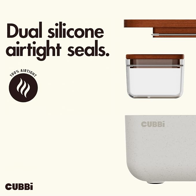 Cubbi - Airtight Box with Tray - Silicone Seals - 100% Air-Tight Storage Box with Accessories – White