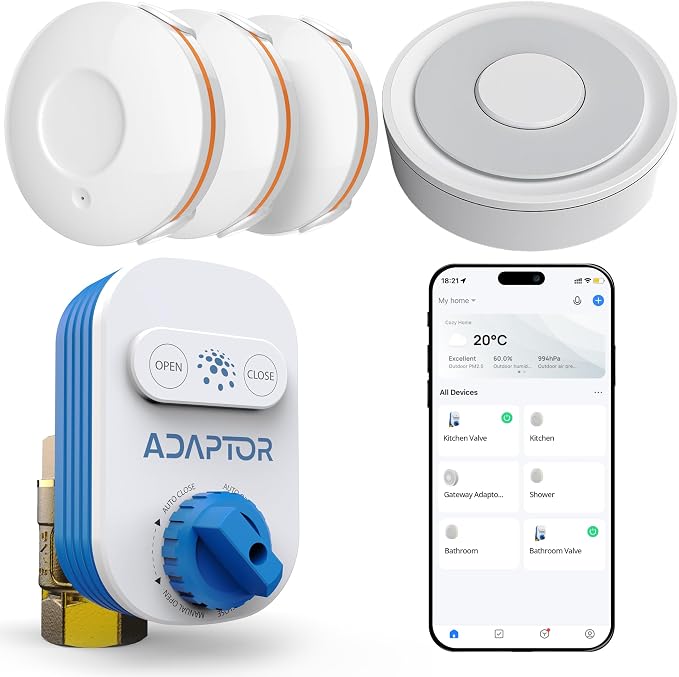 Smart Zigbee 3.0 Water Shut Off Valve 3/4" | Automatic Shut Off Valve for Leak Detection Sensors, Tuya Smart Compatible, Requires Zigbee Hub & Sensors | IP55 Waterproof, Built-in Capacitor