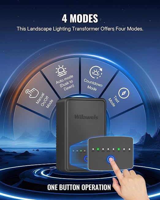 60W Low Voltage Landscape Transformer, Weatherproof Outdoor Low Voltage Transformer, 120V AC to 12V DC, Landscape Lighting Transformer with Timer and Photocell Sensor, ETL Listed A01LT06