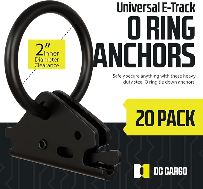 DC Cargo Mall Heavy-Duty Steel O-Ring (Pack of 20) 4500Lbs Break Strength - E Track Accessories Tie-Down Anchors for E-Track Tie-Down System