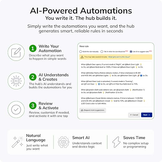 Hubitat Elevation C-8 Pro Smart Home Hub - Local Control & Automation for Smart Thermostat, Voice Assistants, Ring Cameras - Compatible with Z-Wave 800 LR, Zigbee 3.0, Matter 1.5, Bluetooth, Wi-Fi