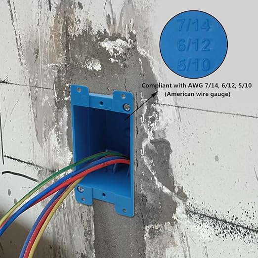 1-Gang 14cu.in.Blue Old Work Electrical Box,ETL,4-1/3-Inch Length by 2-1/4-Inch Width by 2-5/6-Inch Depth,PVC Outlet Box Single Gang,Wall Box for Switches Deep,for Home Renovation(12 Pack)