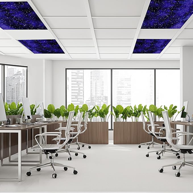 Aheroi 8Pcs Fluorescent Light Covers for Ceiling Lights, 4 x 2 Feet Magnetic Classroom Light Covers Light Filters, Ceiling Light Shade Drop Ceiling Light Cover(Starry Sky Style)