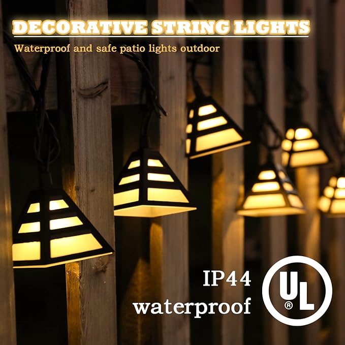 Vigdur Lantern String Lights, Black Decorative String Lights Plug in with 10 Plastic Lamp Shades, Connectable Moroccan Decoration Light for Home Holiday Party Decorations(9.84FT)
