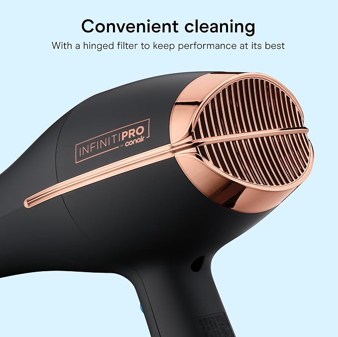 Conair InfinitiPRO AC Motor Pro Hair Dryer | Professional Ionic Ceramic Blow Dryer for Faster, Frizz-Free Drying on All Hair Types, Black, 650AMZL