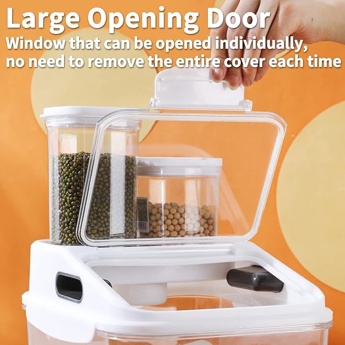 Fhiny 11LB Dog Food Storage Container, Airtight Pet Treat Bin Translucent Dry Food Grain Storage Barrels Sealed Bucket Moisture-Proof Plastic Cat Puppy Food Bin with Seal Locking Lid Keep Fresh