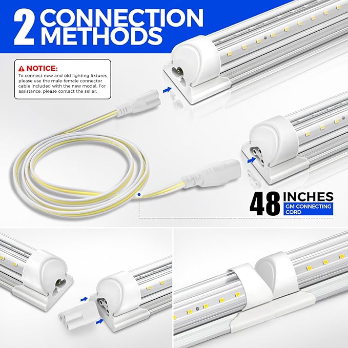 Barrina LED Shop Lights 2FT, 20W 3000LM 5000K, T8 LED Light Fixture, Clear Cover, Ceiling and Utility Shop Light, Linkable Tube Lights for Room, Garage, Workbench, Warehouse, 2 Packs