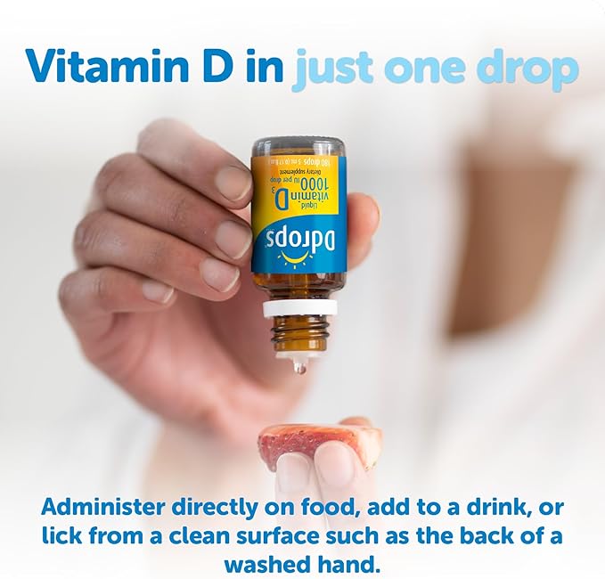 Ddrops Adultes 1000 UI 180 Gouttes, Vitamine D Liquide. Soutient des os solides et le système immunitaire. Pas de grosses capsules, sans conservateurs, sans OGM, hypoallergénique.