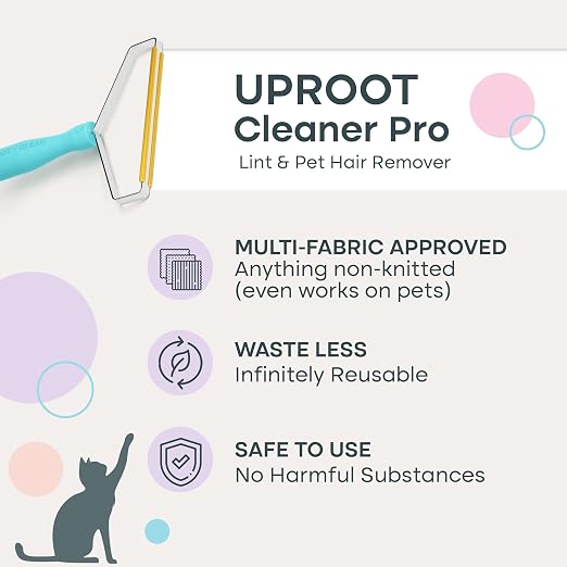 Uproot Cleaner Pro Pet Hair Remover & Electrostatic Pet Hair Removal Glove for Cats & Dogs: Special Multi Fabric Edge Tool for Non-Knit Surfaces, Furniture, Clothes & Car Upholstery – Gets Every Hair!