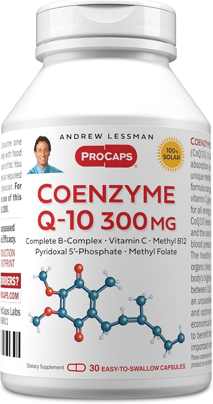 ANDREW LESSMAN Coenzyme Q-10 300 mg 30 Capsules - Essential for Energy Production and Optimum Key Organ Function, Anti-Oxidant Support, Depleted by Aging, Plus B-Complex. Easy to Swallow Capsules