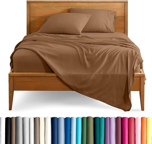 Bare Home Twin XL Sheet Set - 1800 Ultra-Soft Microfiber Twin Extra Long Bed Sheets - Double Brushed - Deep Pockets - Easy Fit - 3 Piece Set - Bedding Sheets & Pillowcases (Twin XL, Caramel)