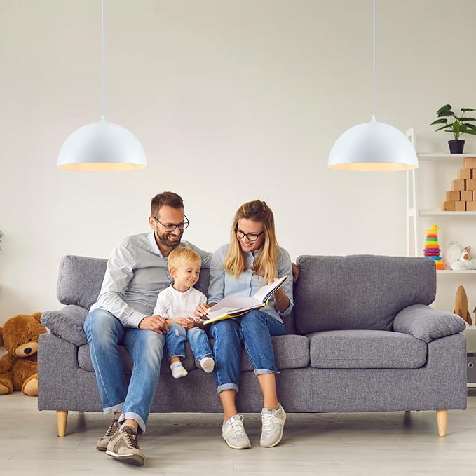 White Large Pendant Light 2 Packs,19.7inches, Kitchen Pendant Lights, Oversized Island Pendant Lights, Farmhouse Pendant Light, Pendant Light for Bedroom, Kitchen Island
