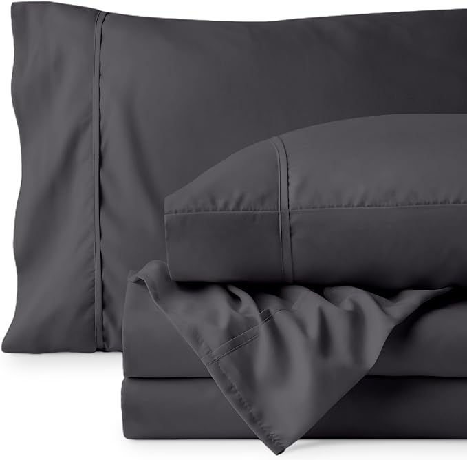Bare Home Twin Sheet Set - 1800 Ultra-Soft Microfiber Twin Bed Sheets - Double Brushed - Deep Pockets - Easy Fit - 3 Piece Set - Bedding Sheets & Pillowcases (Twin, Forged Iron Grey)