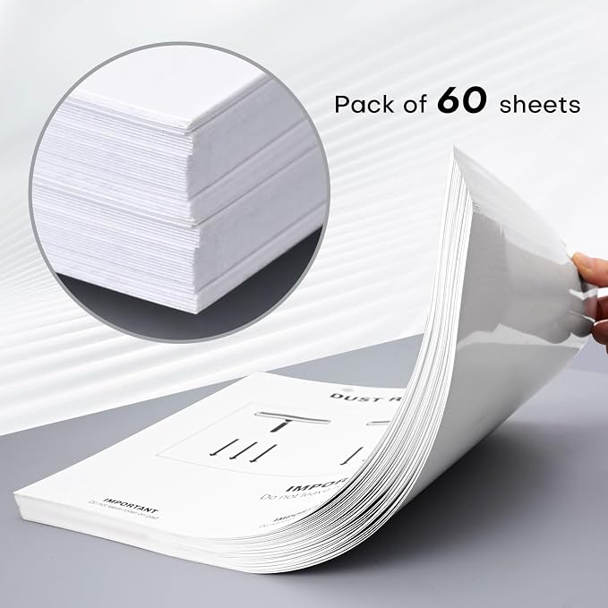 NEWISHTOOL Cleanroom Dust Removal Pad Self Sticky Paper - 60 Sheets | Dirt Lint Free Paper, Safe Collector Tool, Anti-Static Roller Cleaning Mat, No Adhesive Residue, for Electronics Industry