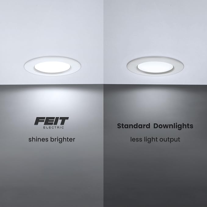 Feit Electric 4" LED Canless Recessed Downlight with Night Light Mode and Integrated J-Box, 75W EQ, Dimmable, 5CCT Selectable White, 90 CRI, 850 Lumens, 45-Year Lifetime, LEDR4XT/HO/NL5CCTCA4, 4 Pack