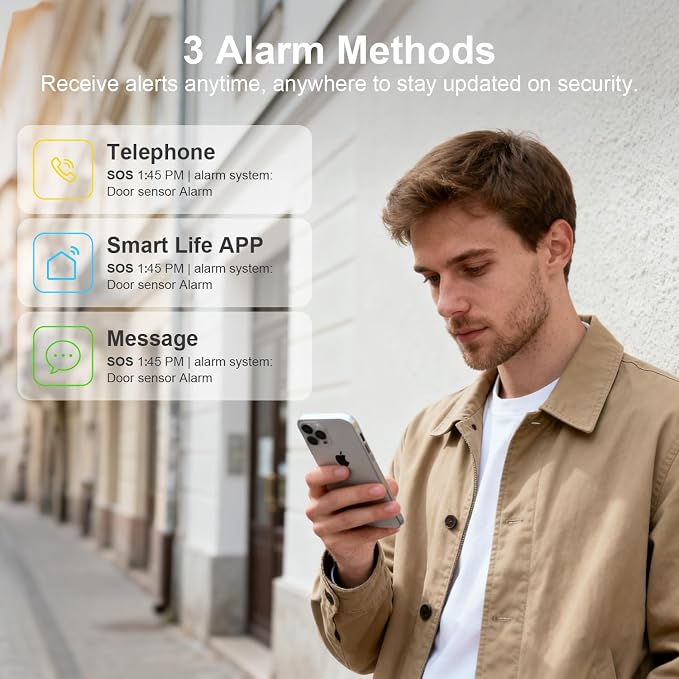 Alarm System for Home Security,12Pcs 4.3in Touch Screen Siren Hub with WiFi/4G Smart Alarm System Kit,Door Window Sensors,Motion Sensors,APP Control,Compatible with Alexa,No Monthly Fee