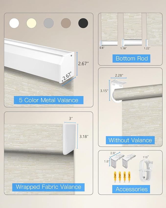 Tokblind Motorized Roller Shade with Remote Control, Blackout Electric Shade for Windows Compatible with Alexa Google via Hub, Rechargeable Smart Window Blind for Home Office (Texture Light Coffee)