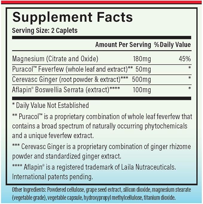MigreLief-Now Fast-Acting Formula, As-Needed Nutritional Support for Migraine and Headache Sufferers - 60 Vegetarian Capsules