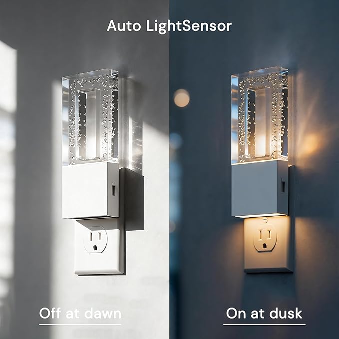 L LOHAS LED Night Light Plug in, 2 Pack Foldable Night Lights Plug into Wall, Portable LED Nightlight with Dusk to Dawn Sensor, Dimmable 0-100LM White Nightlights for Travel, Hotel, Bathroom, Hallway