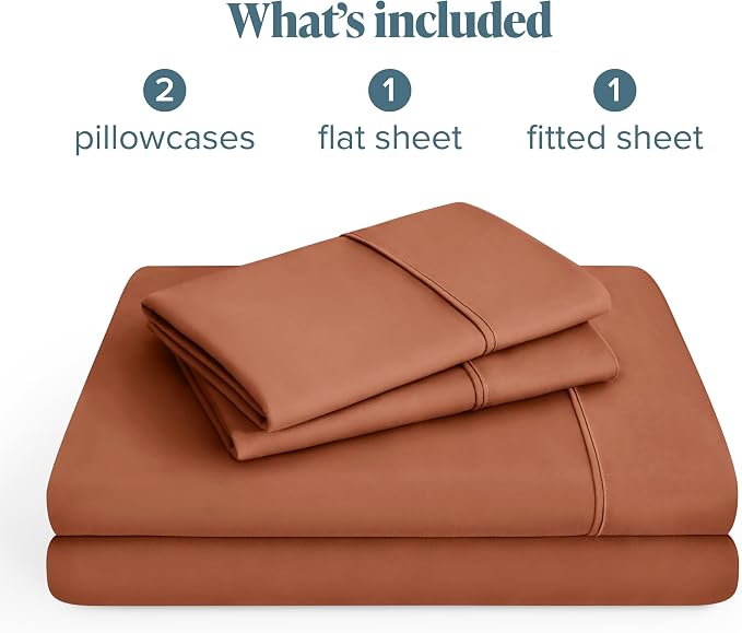 Bare Home Queen Sheet Set - 1800 Ultra-Soft Microfiber Queen Bed Sheets - Double Brushed - Deep Pockets - Easy Fit - 4 Piece Set - Bedding Sheets & Pillowcases (Queen, Terracotta)