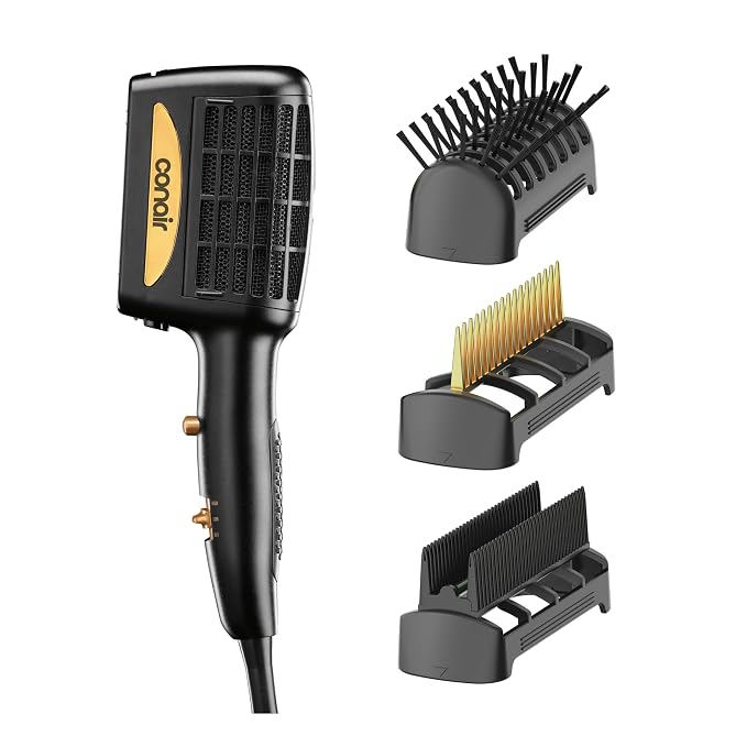 INFINITIPRO BY CONAIR 3-in-1 Styling Hair Dryer, 1875W Hair Dryer and 3 Attachments | Dry and Style in One Step, for Thick and Curly Hair, Includes 3 Attachments, Black, SD11L