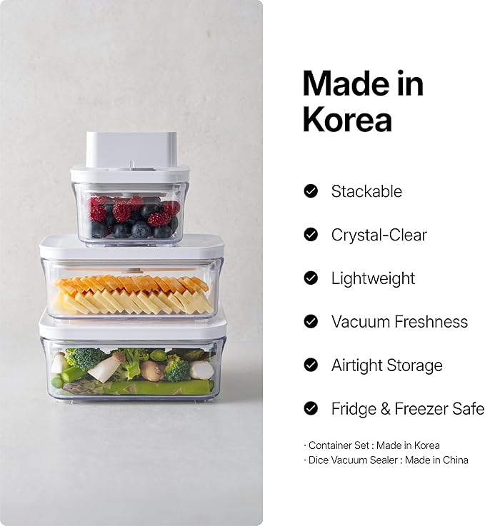 VAKUEN Premium Airtight Food Storage Containers, Mini Rectangular 2pc/set(0.53qt), Smart One-Click Seal Lid, No Hinges, 100% Leak Proof, BPA-FREE, Dishwasher, Freezer & Microwave Safe