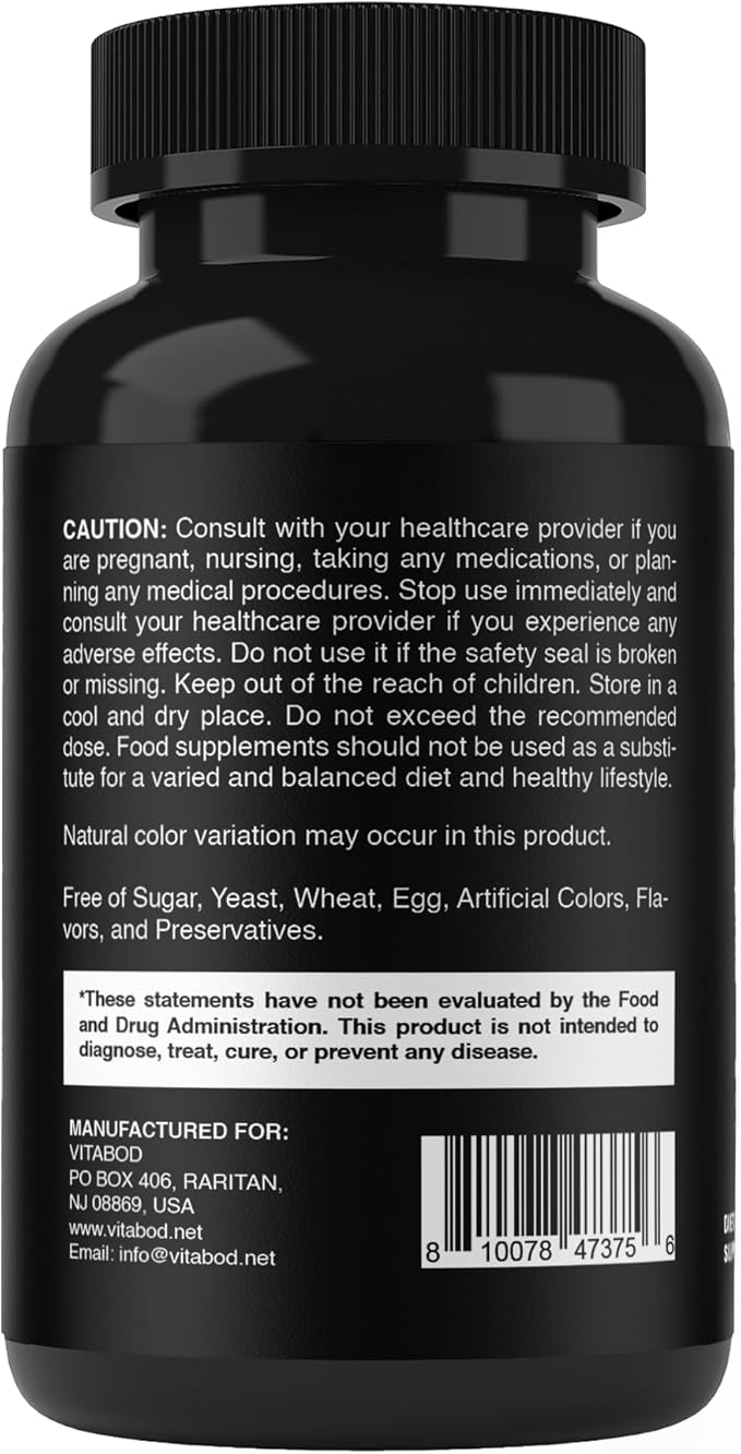 Vitabod Folic Acid 1 mg (1000 mcg) (Vitamin B9) - 500 Vegetarian Tablets - an Essential Prenatal and Postnatal Vitamin