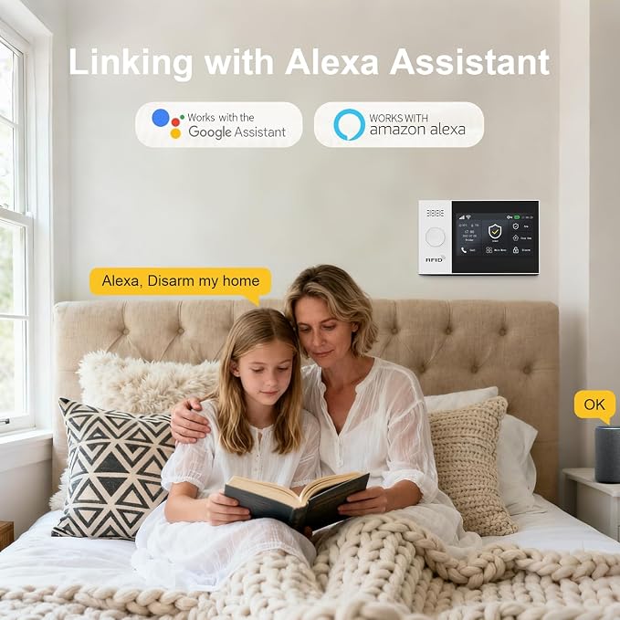 Alarm System for Home Security,12Pcs 4.3in Touch Screen Siren Hub with WiFi/4G Smart Alarm System Kit,Door Window Sensors,Motion Sensors,APP Control,Compatible with Alexa,No Monthly Fee