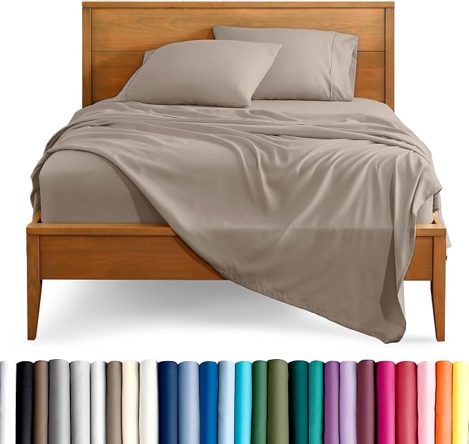 Bare Home King Sheet Set - 1800 Ultra-Soft Microfiber King Bed Sheets - Double Brushed - Deep Pockets - Easy Fit - 4 Piece Set - Bedding Sheets & Pillowcases (King, Khaki)