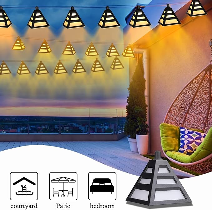 Vigdur Lantern String Lights, Black Decorative String Lights Plug in with 10 Plastic Lamp Shades, Connectable Moroccan Decoration Light for Home Holiday Party Decorations(9.84FT)
