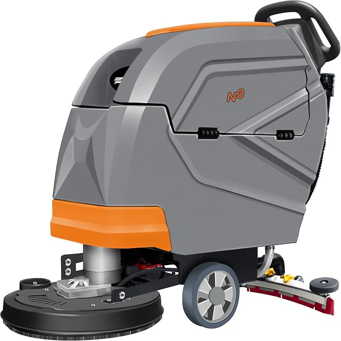 N3 20" Walk-Behind Floor Scrubber Kit, 13-Gallon Tank | sturdy build; small shops & narrow corridors; lightweight simple operation; 20"path; 31" squeegee; 13-Gal tank; 190 RPM