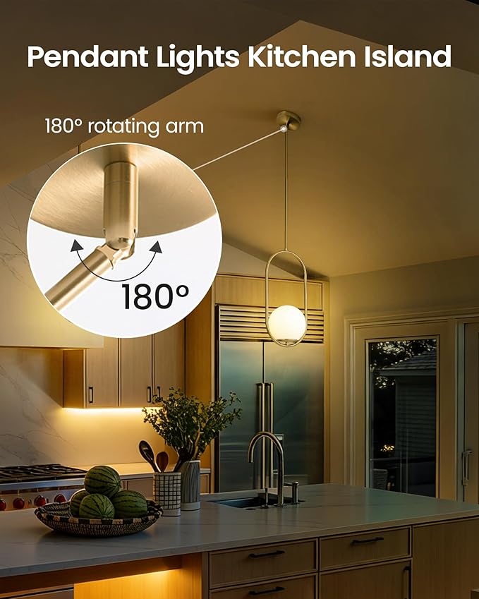 Yunnix Pendant Lights Kitchen Island, Pendant Light Fixtures, Modern Champagne Bronze Globe Glass Pendant Lighting, Mid Century Chandelier One Light for Bathroom Bedroom Dining Room