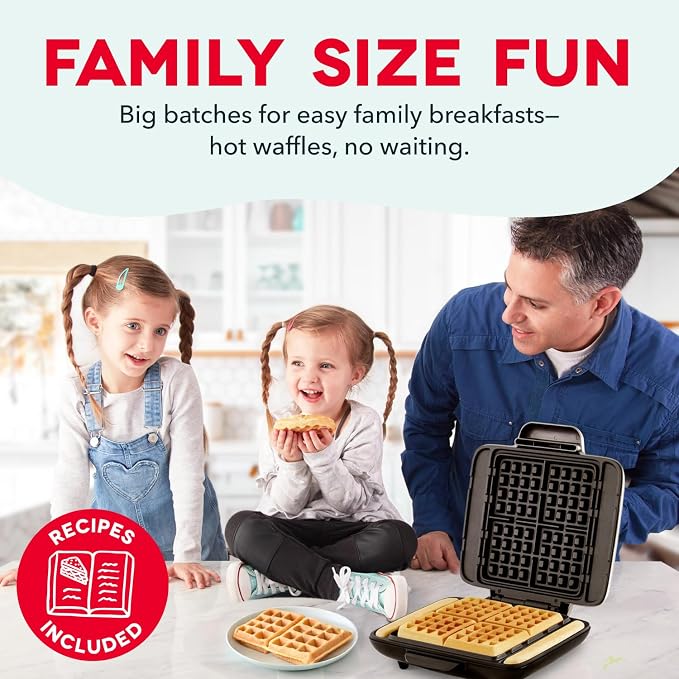 DASH No-Drip Waffle Maker: Waffle Iron 1200W + Waffle Maker Machine For Waffles, Hash Browns, or Any Breakfast, Lunch, & Snacks with Easy Clean, Non-Stick + Mess Free Sides - Aqua