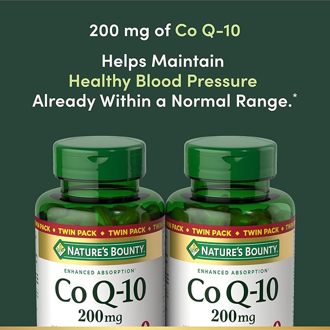 Nature's Bounty CoQ10 200 mg Softgels, Heart Health & Cellular Energy Support, 160 Rapid Release Softgels (Pack of 4)