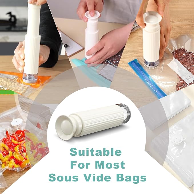 Manual Vacuum Seal Pump for Food Storage, Food Saver Vacuum Sealer Handheld for Sous Vide Bags & Vacuum Containers, Jar Vacuum Sealer for Wide & Regular Mouth Mason Jars (Only Pump)